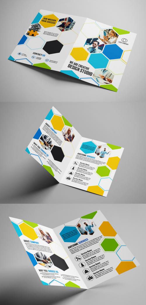 Business Brochure Layout with Hexagon Elements - 204406469