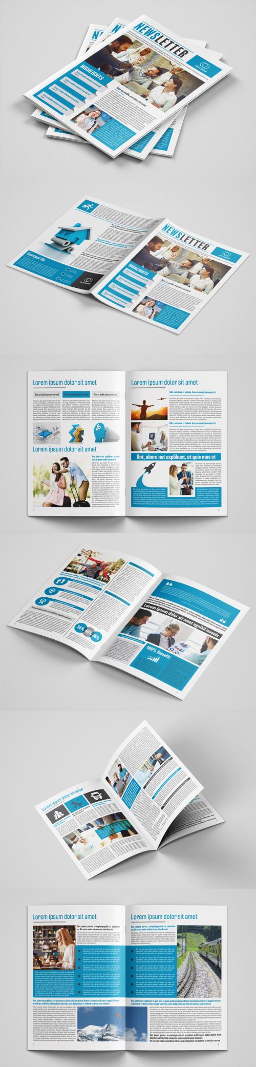 Newsletter Layout with Blue Accents - 204407046