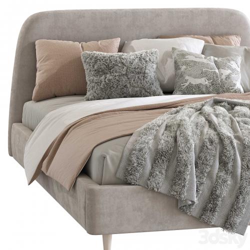 Bed Oatmeal Raelynn Upholstered Bed