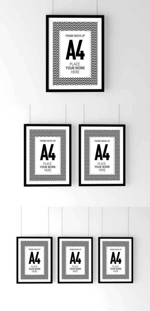 3 Black Frame Poster Mockup Set - 204945958