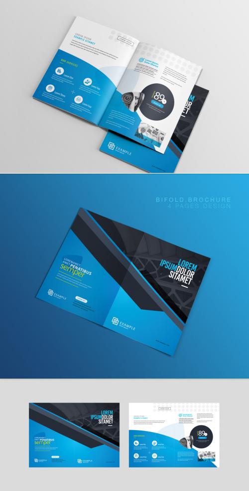 Blue and Dark Gray Brochure Layout - 204981152