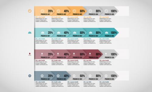 Overlapping Arrow Progress Infograpgic Layout - 205095481