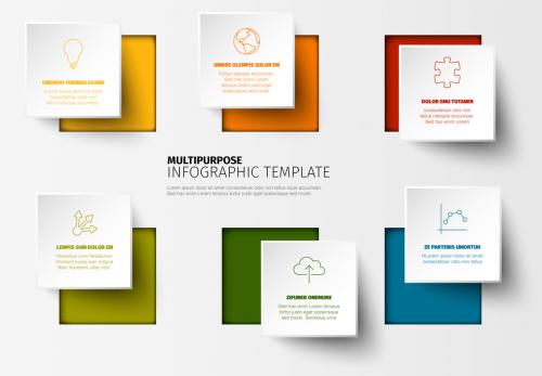Cutout Squares Infographic Layout - 206385825