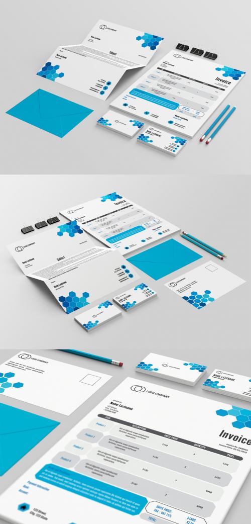Stationery Layout Set with Hexagonal Design - 207333342