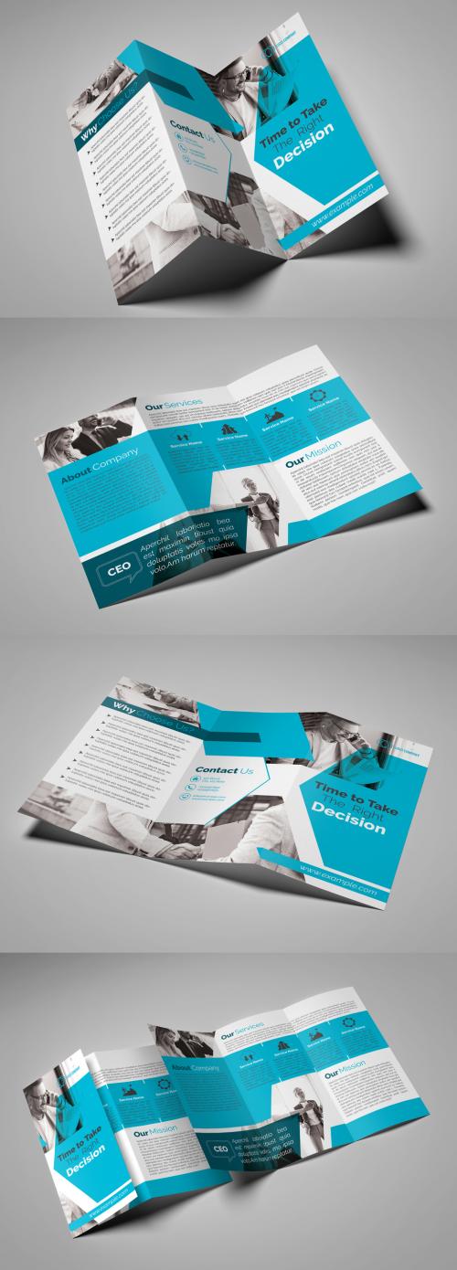 Gray and Teal Trifold Brochure Layout - 207333385