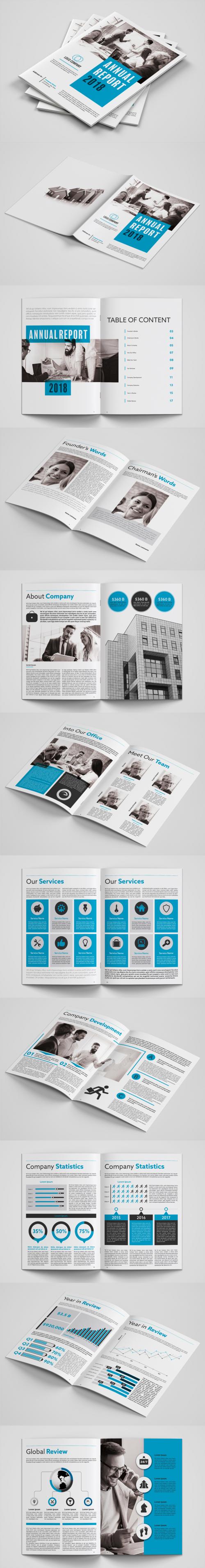 Annual Report Layout with Blue Accents - 207333902