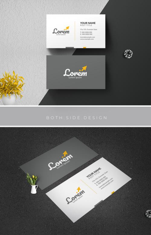Business Card Layout with Yellow Accents - 208293862