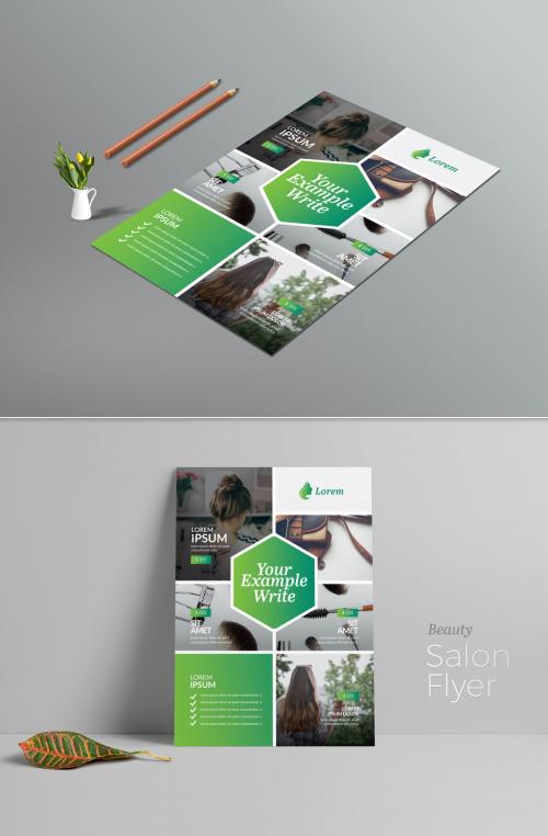 Business Flyer Layout with Green Gradient Accents - 208293882