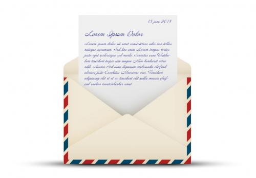 Open Letter Air Mail Envelope Layout - 208438431