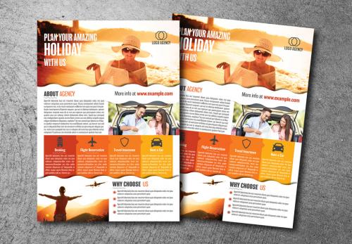 Flyer Layout with Orange and Red Elements - 208797925