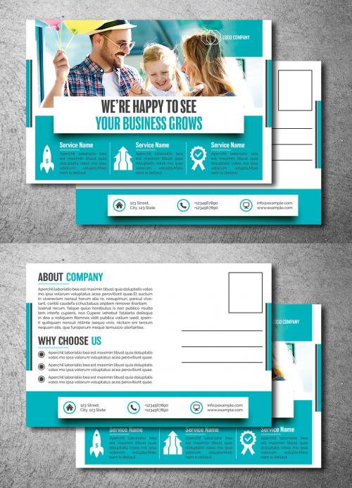 Teal Postcard Layout - 208798136