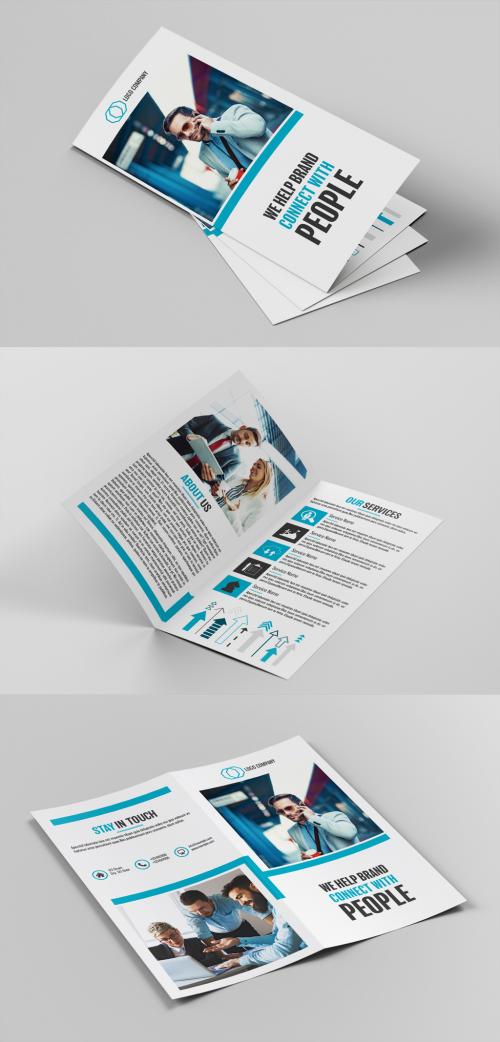 DL Brochure Layout with Blue Accents - 208807285