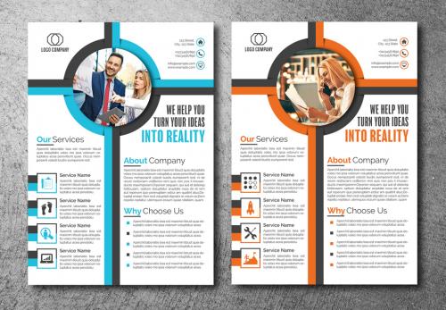 Flyer Layout with Central Circle Element - 208958376