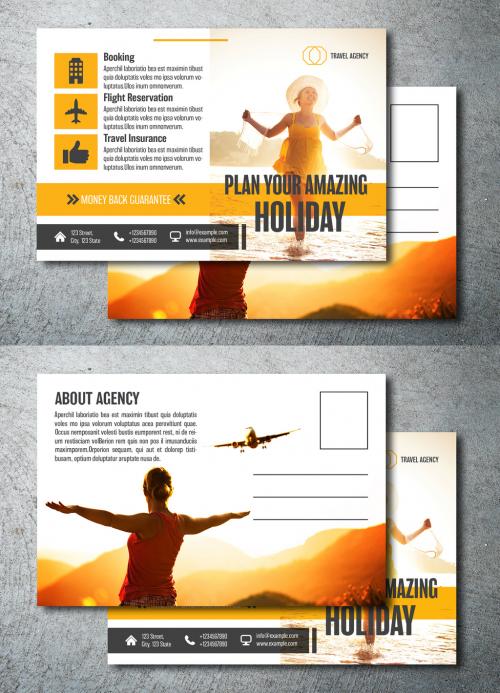 Postcard Layout with Orange Accents - 208967530