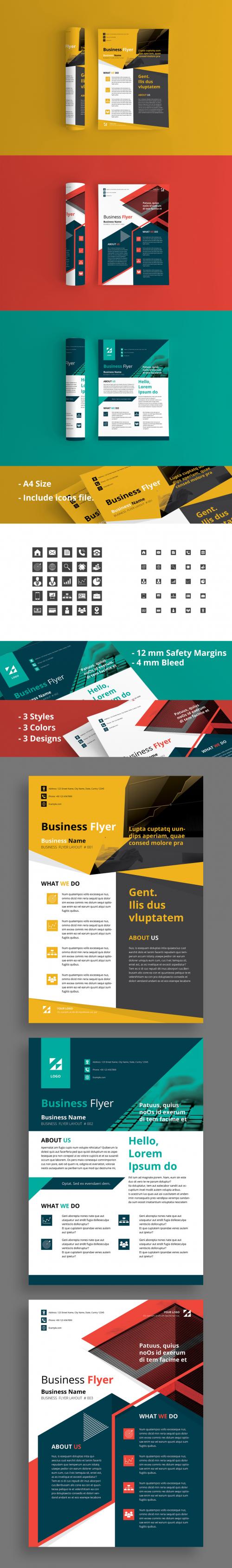 3 Corporate Flyer Layouts with Bright Accents - 209104351