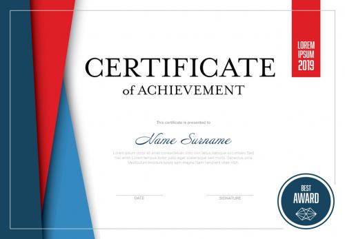 Blue and Red Certificate Layout - 209256250