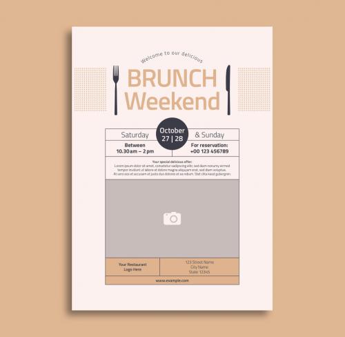 Brunch Flyer Layout with Photo Element - 209786396