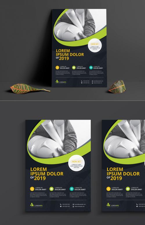 Business Flyer Layout with Rounded Photo Header Element - 210195147