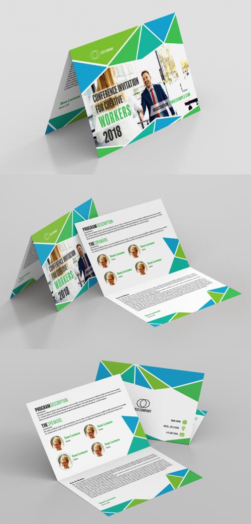 Invitation Card Layout with Geometric Borders - 210224879