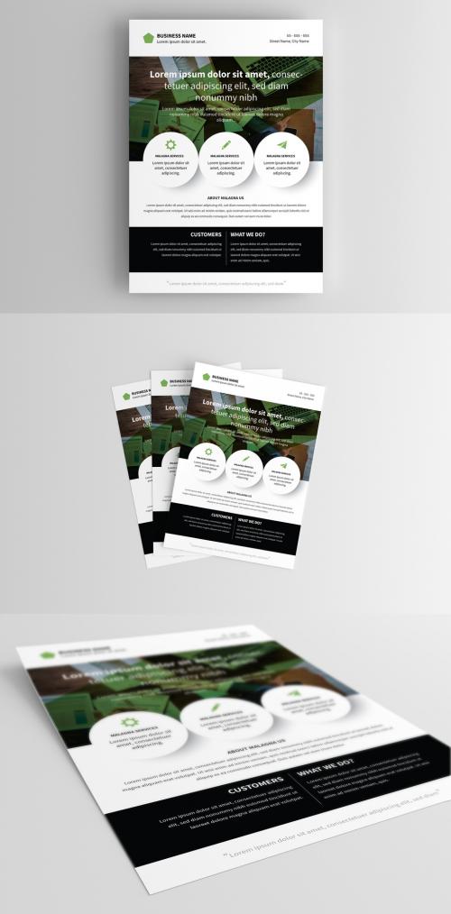 Business Flyer Layout with Green Accents - 210335699