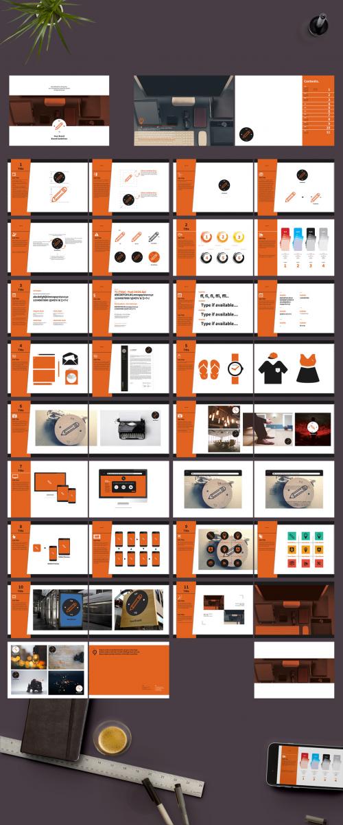 Brand Identity Manual Layout with Orange Sidebars - 210696788