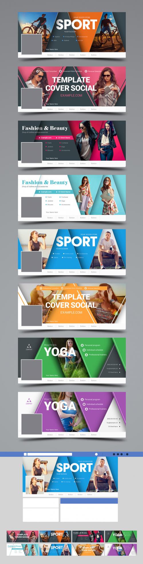 Social Media Layout Set with Triangular Elements - 210712271