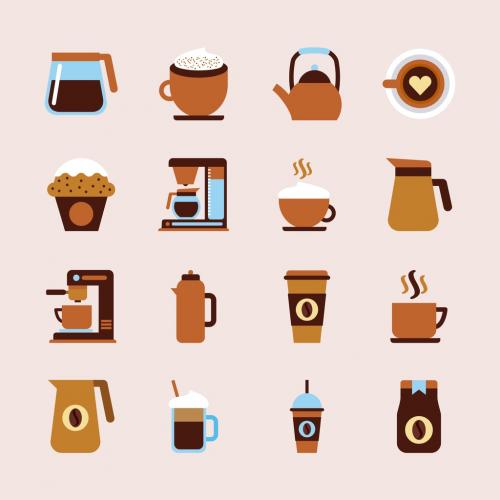 12 Coffee flat icons  - 210744699