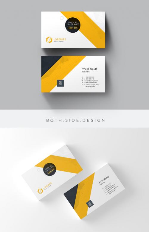 Business Card Layout with Yellow Accents - 211027974