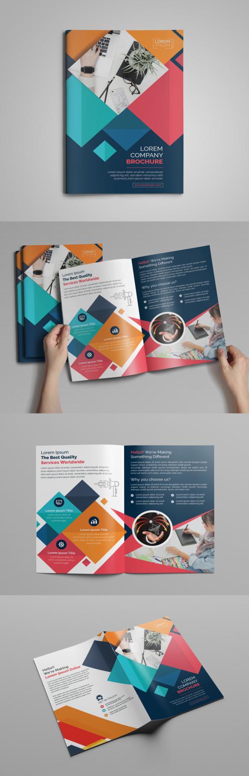 Colorful Geometric Bi-Fold Brochure Layout - 211149976