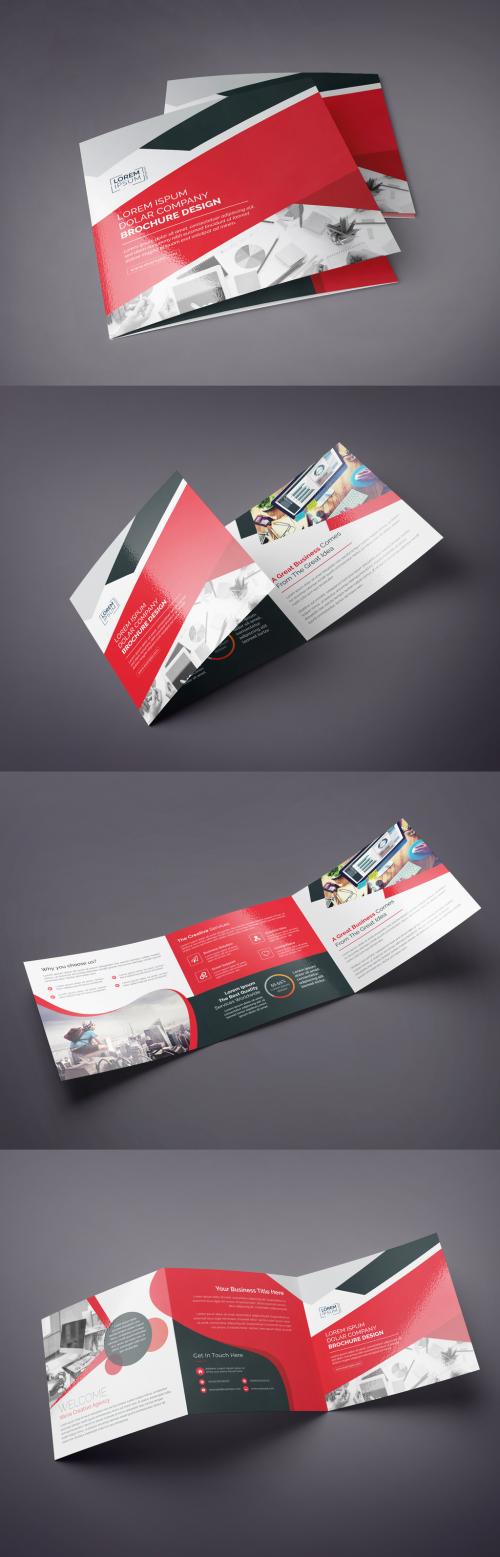 Red and Black Square Tri-Fold Brochure Layout - 211150006