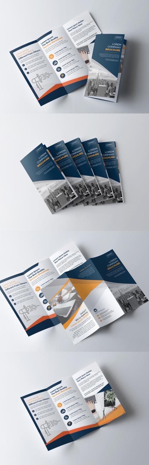 Blue and Orange Tri-Fold Brochure Layout - 211150014