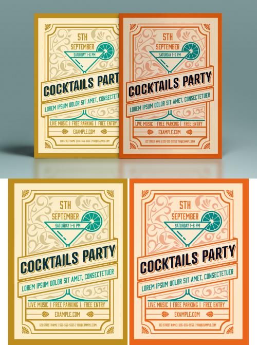 Retro-Style Cocktail Party Invitation Layout - 211152929