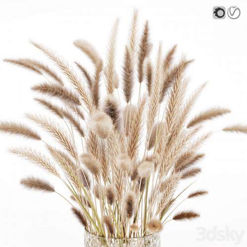 Dry flowers in glass vase