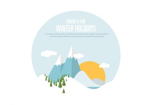 Winter Holiday Layout with Mountain Landscape Illustration - 211173231