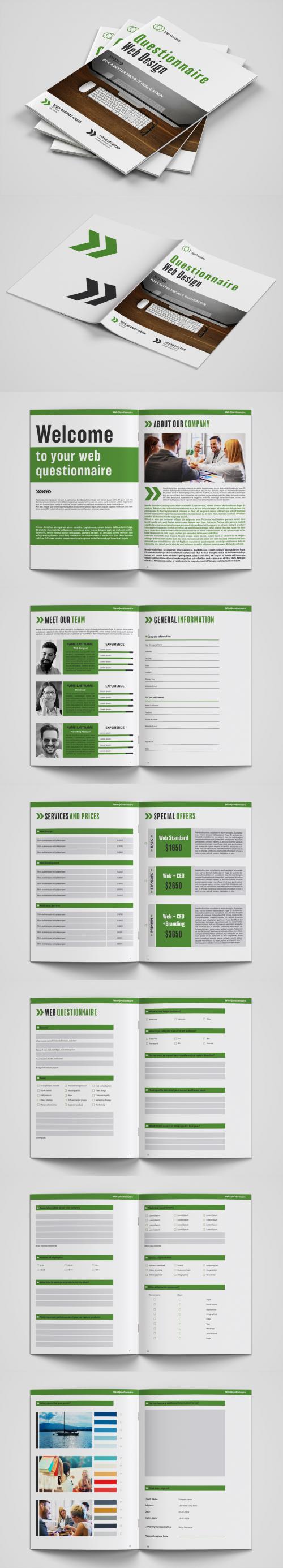 Questionnaire Layout with Green Accents - 211177709