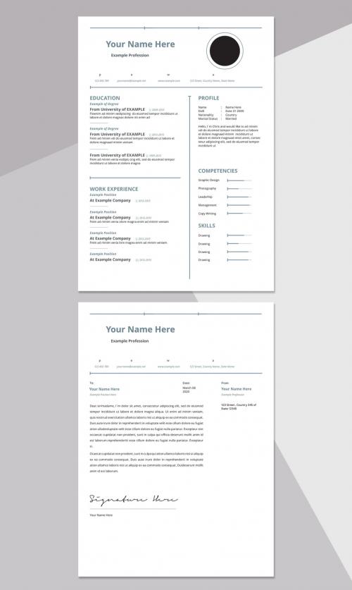 Resume Layout Set with Grayish-Blue Accents - 211630521