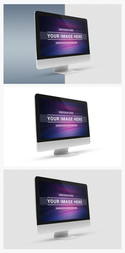 Isolated Side View Desktop Computer Mockup - 211823719