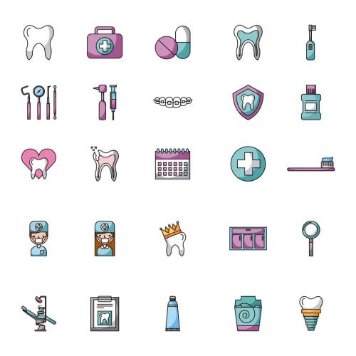 25 Colorful Dentist Icons - 212612619