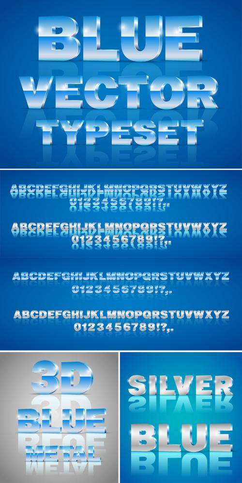 Blue Metallic 3D Typeset - 212963686