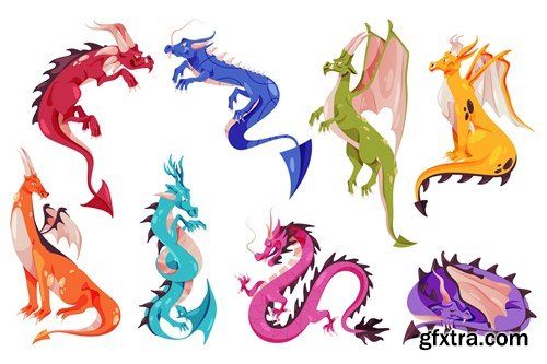 Fairy tale dragons, magic creature with tail 4PSNQ2Q