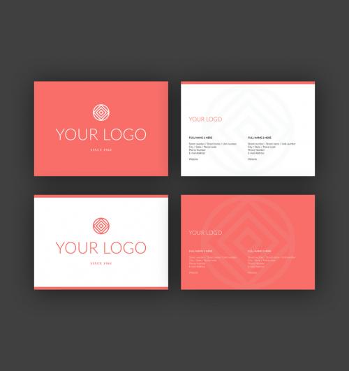 Business Contact Card Layout with Pink Accents - 213263957