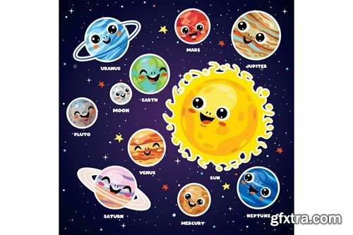 Cartoon Space Elements QQ69NKV