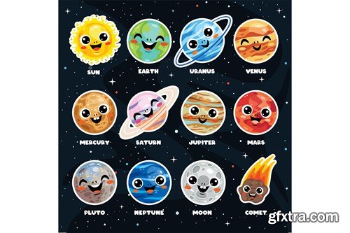 Cartoon Space Elements QQ69NKV