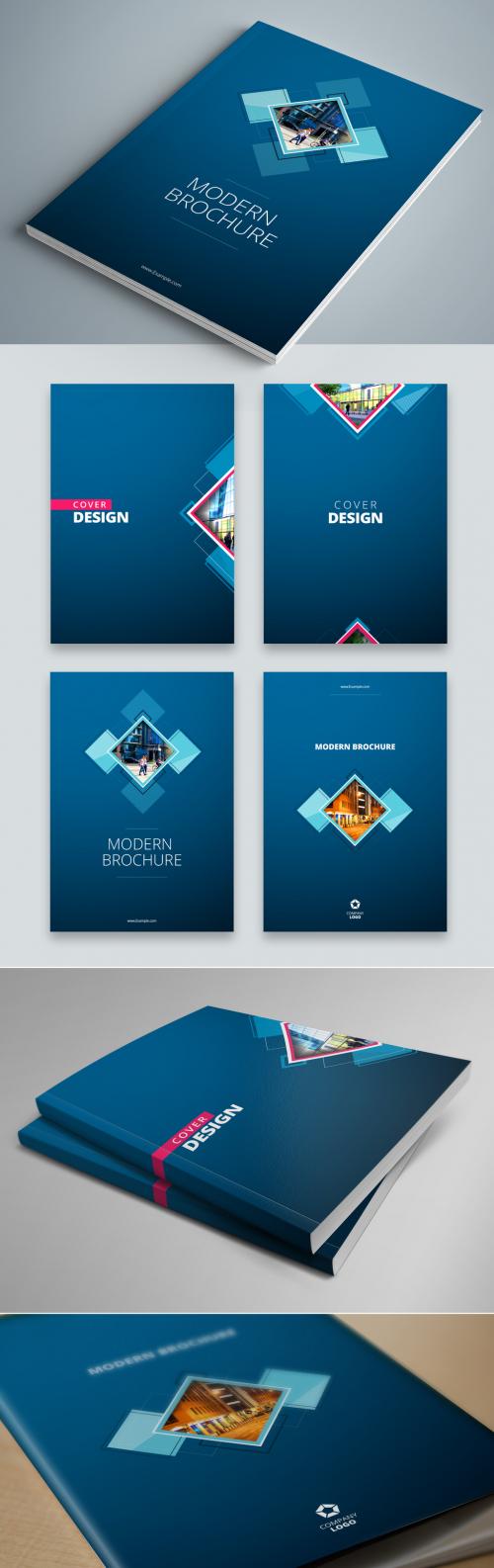 4 Brochure Cover Layouts with Blue Accents - 213275744