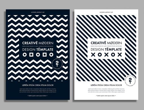 Flyer Layout with Black and White Patterns - 213690224