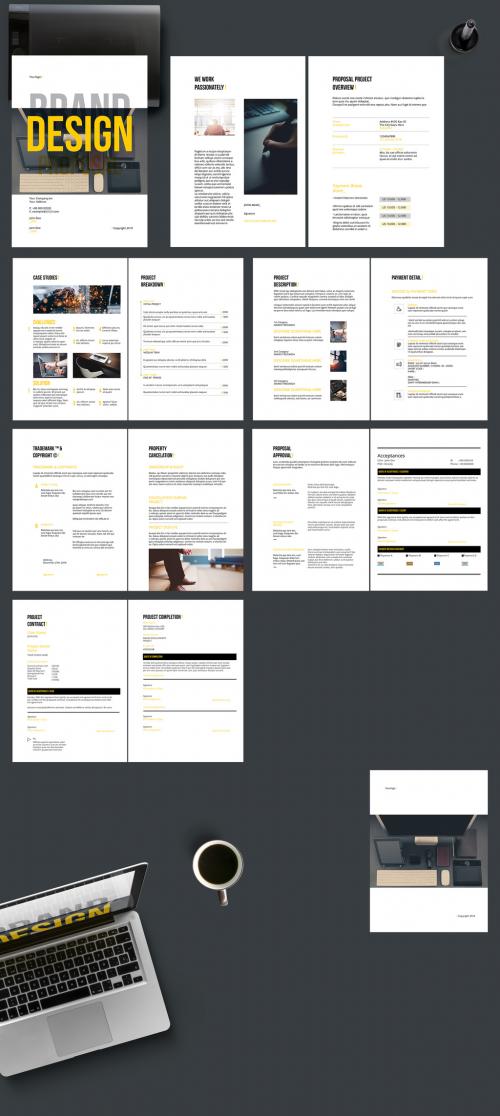 Brand Proposal Layout with Black and Yellow Accents - 213703454