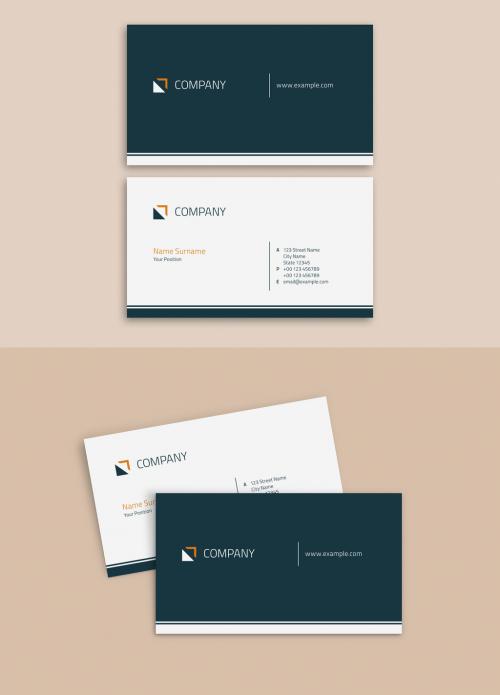 Business Card Layout with Geometric Elements - 213712350