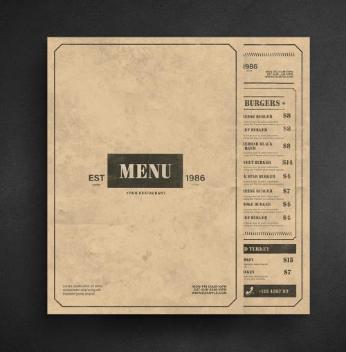 Vintage-Style Restaurant Menu Layout - 213864061