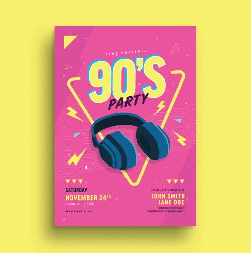 90s Music Party Flyer Layout - 213975217