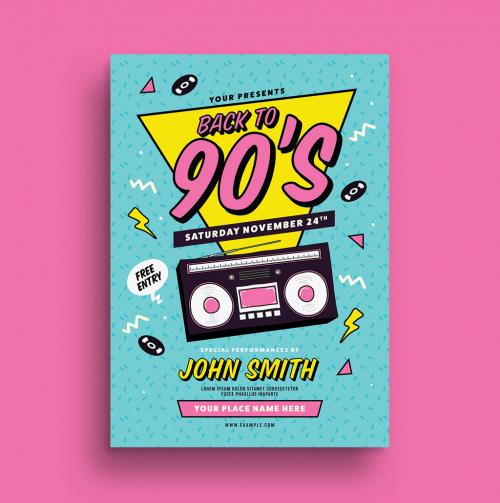 Back to the 90's Event Flyer Layout - 213975261